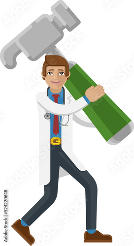 Doctor Man Holding Hammer M...