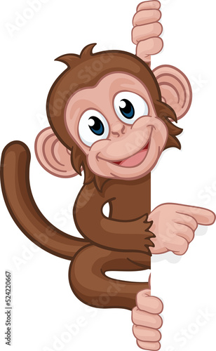 Monkey Cartoon Character An...