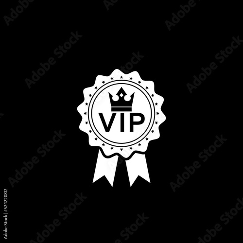 VIP badge icon isolated on dark background