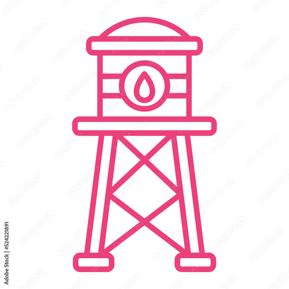 Water Tower Multicolor Line Icon Water Tower Multicolor Line Icon