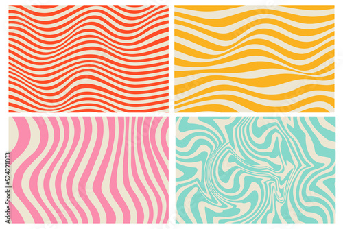 Groovy hippie 70s backgrounds with waves swirl twirl pattern