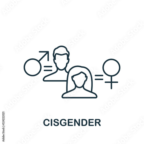 Cisgender icon. Line simple Lgbt icon for templates, web design and infographics