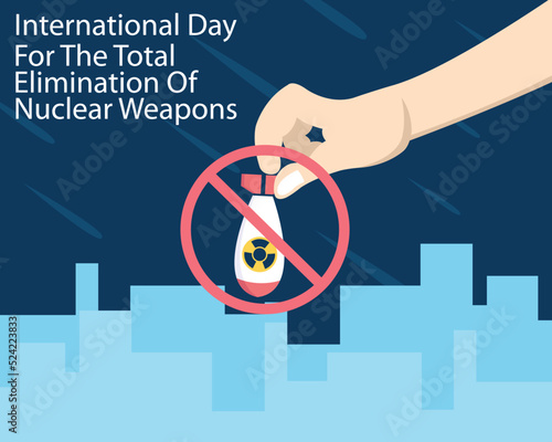illustration vector graphic of hands will drop nuclear bombs over the city, perfect for international day, the total elimination of nuclear weapon, celebrate, greeting card, energy, etc.