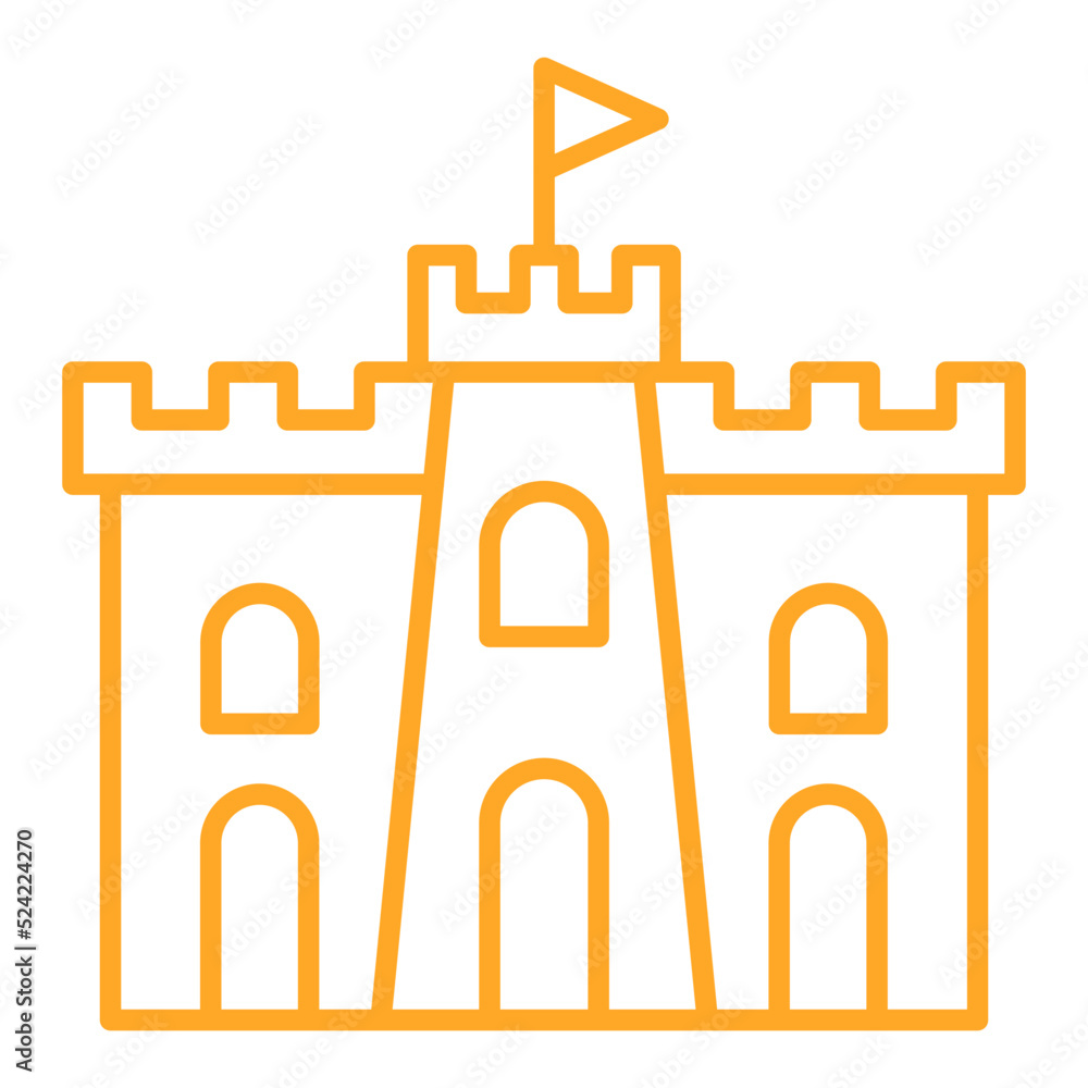 Sand Castle Multicolor Line Icon Sand Castle Multicolor Line Icon