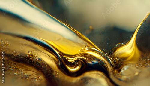 Olive or engine oil splash with waves luxury. 3d render.