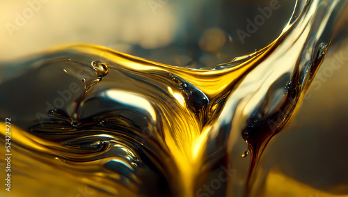 Fototapeta Naklejka Na Ścianę i Meble -  Olive or engine oil splash with waves luxury. 3d render.