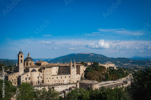 Panorama of Urbino, a world heritage city in the Marche region of Italy.