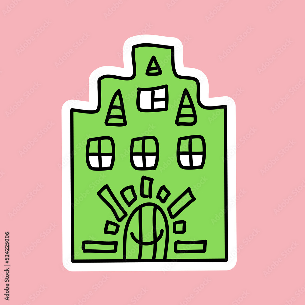 Cute green house hand drawn, vector illustration for wallpaper and decoration Cute green house hand drawn, vector illustration for wallpaper and decoration