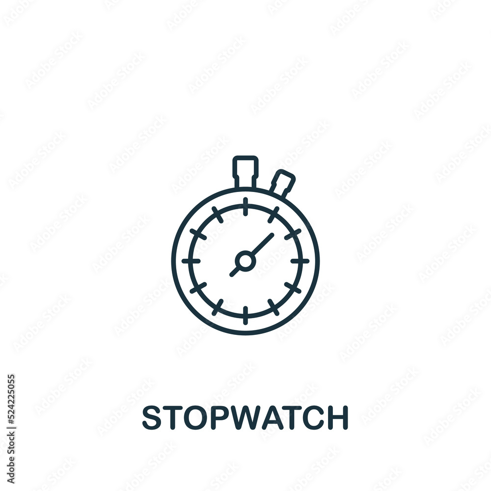 Stopwatch icon. Line simple Measuring icon for templates, web design and infographics Stopwatch icon. Line simple Measuring icon for templates, web design and infographics