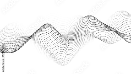 Digital dynamic wave of particles. Vector abstract white futuristic background. Big data visualization.
