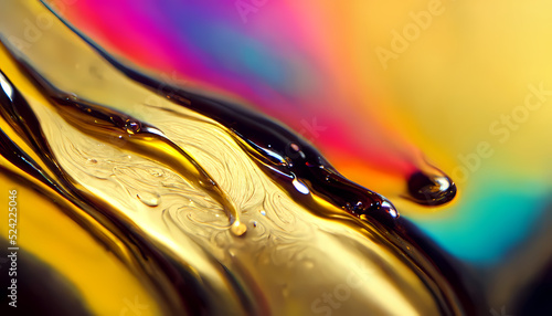 Liquid colorful and golden paints, Abstract fluid smooth background with waves luxury.3d render.