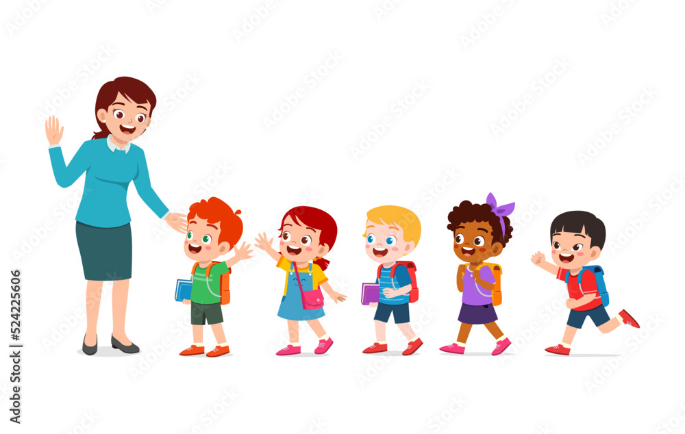little kids say good morning to teacher little kids say good morning to teacher