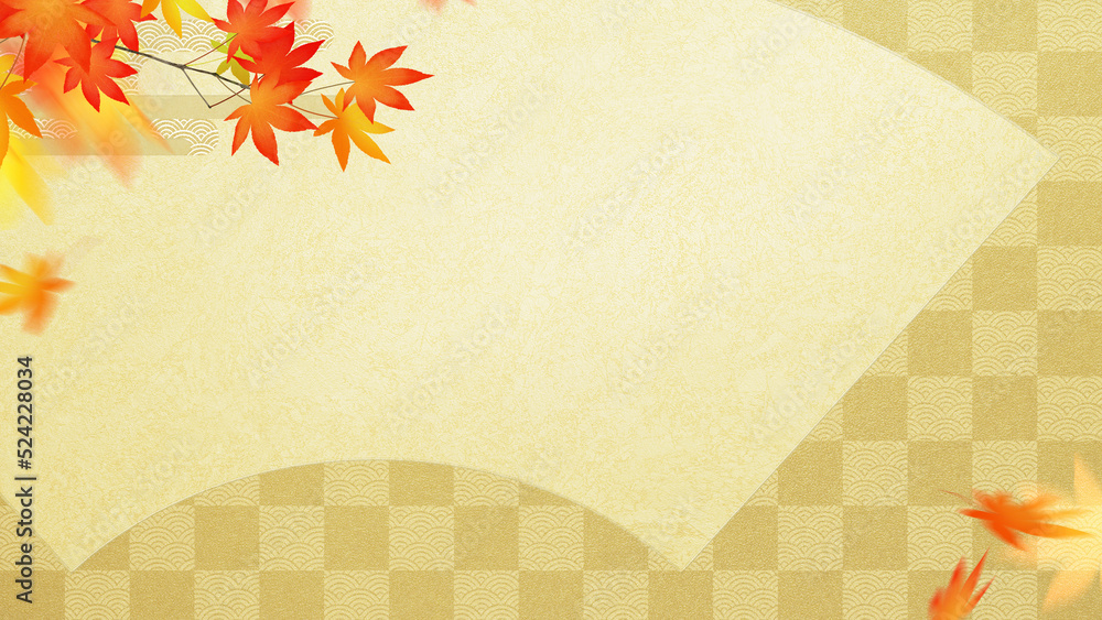 Oriental autumn background material with autumn leaves and traditional patterns Oriental autumn background material with autumn leaves and traditional patterns