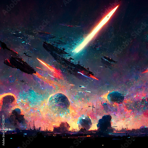 Illustration of a space war