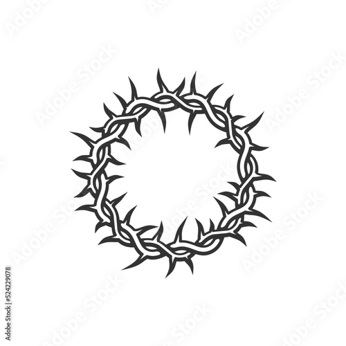 Crown of thorns isolated religion symbol of Christianity. Vector Easter religious sign, branches woven in hole