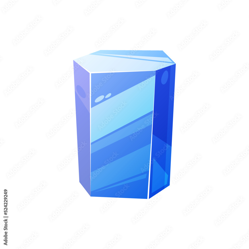 Blue crystal, vector jewel gem. Sapphire gemstone, glass rock crystal Blue crystal, vector jewel gem. Sapphire gemstone, glass rock crystal