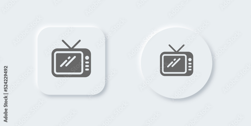 Tv solid icon in neomorphic design style. Retro tv signs vector illustration. Tv solid icon in neomorphic design style. Retro tv signs vector illustration.