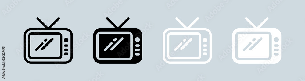 Tv icon set in black and white. Retro tv signs vector illustration. Tv icon set in black and white. Retro tv signs vector illustration.
