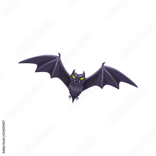 Flittermouse isolated cartoon Halloween character. Vector flying bat, rare mouse animal with fangs