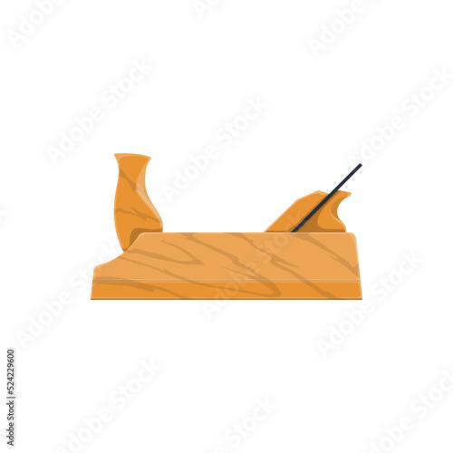 Plane tool for wood carpentry, woodwork tool, vector flat icon. Wood work carpenter and handyman or joiner wooden plane tool, handicraft and woodcraft equipment