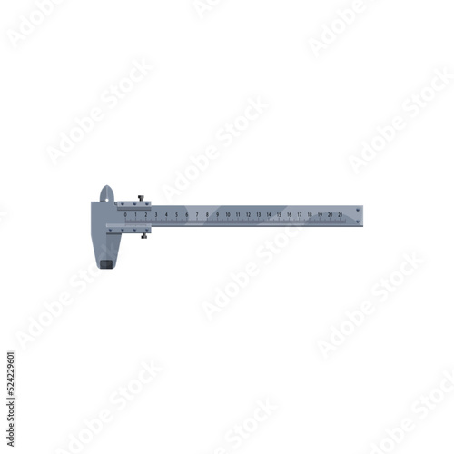 Calipers, measuring tool with ruler, construction and carpentry equipment, vector flat icon. Calipers or calliper tool, handicraft and engineering instrument