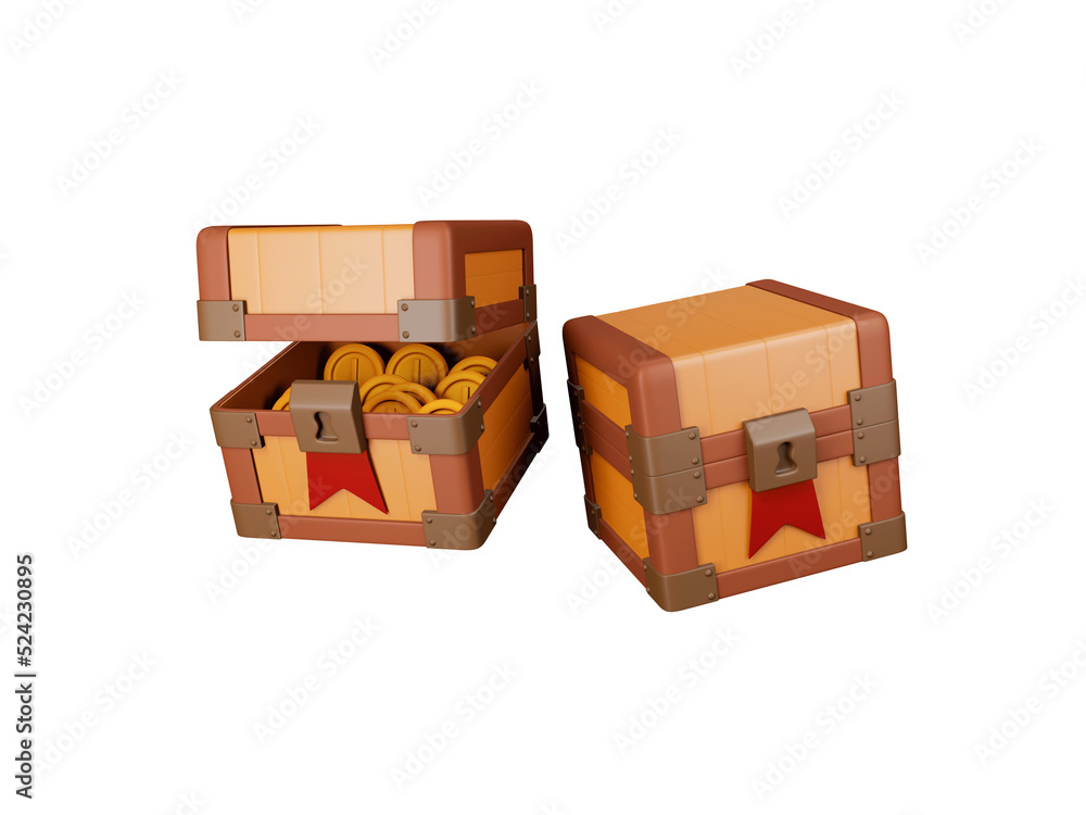 Obraz premium Treasure Chest Icon Isolated 3d Render Illustration