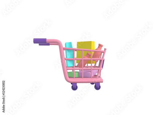 3d render illustration shopping cart isolated icon