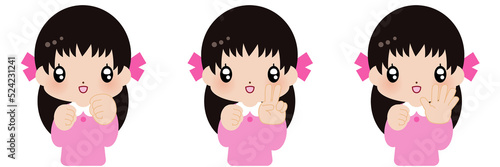 ジャンケン　セット　リボン　女の子　素材