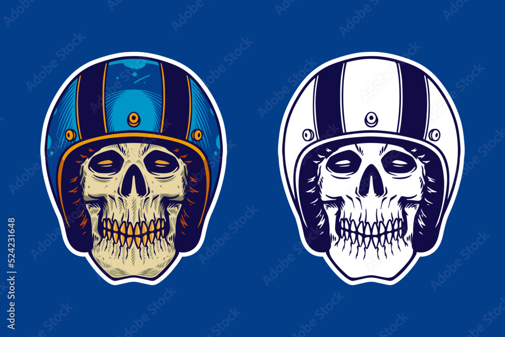 skull head wear helmet vector illustration skull head wear helmet vector illustration