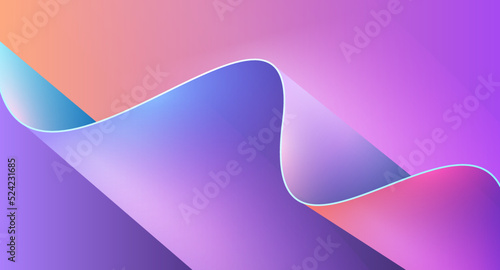 Abstract background with paper waves, modern wallpaper with pink blue violet blue wavy folds.