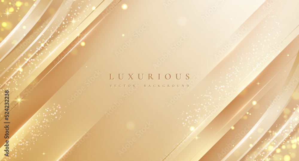 Luxury background with 3D style and glitter effect. Elegant light gold