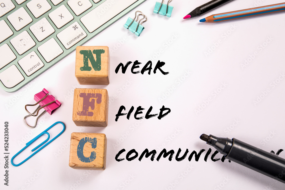 Fototapeta premium NFC - Near Field Communication. Computer keyboard on a white background