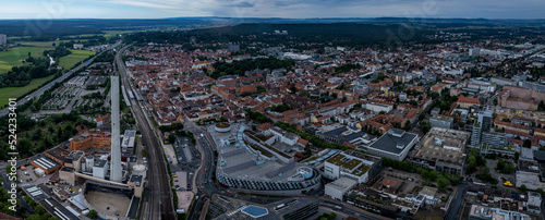 Aerial view around the city Erlangen in Germany on a cloudy day in summer. photo
