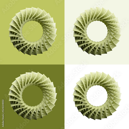 green and white spiral shaped