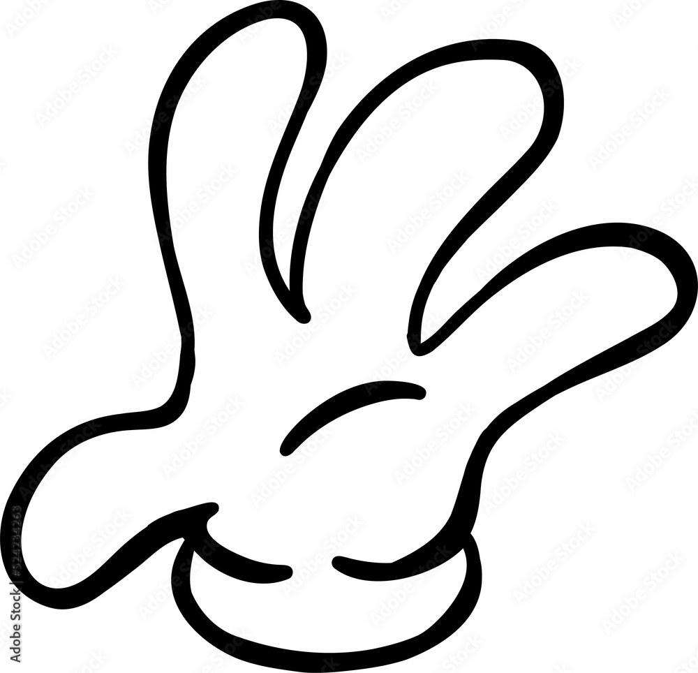 4 fingers hand doing high five gesture in goofy comic illustration style 4 fingers hand doing high five gesture in goofy comic illustration style