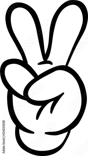Victory or Peace hand gesture in goofy comic illustration style