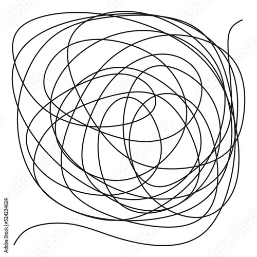 Complex and easy simple way from start to end vector illustration. Chaos simplifying, problem solving and business solution searching challenge concept. Hand drawn doodle scribble chaos path lines