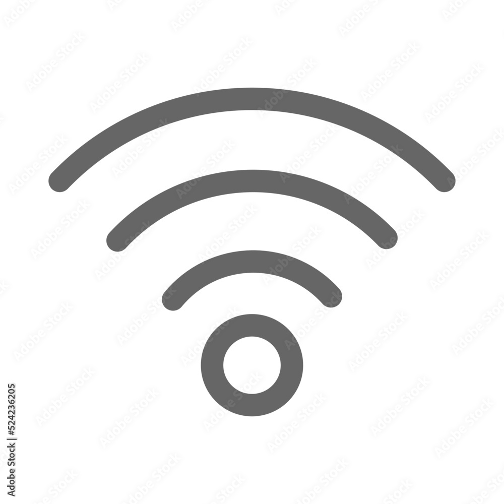Wifi strong signal strength symbol. Isolated outline wifi icon. Wireless symbol outlined. Vector stock. Wifi strong signal strength symbol. Isolated outline wifi icon. Wireless symbol outlined. Vector stock.