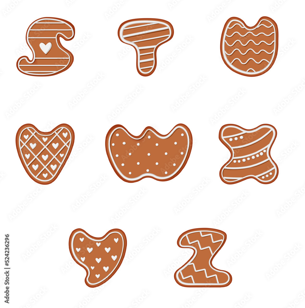 Gingerbread alphabet. Creative gingerbread typography design. Biscuit traditional decorative alphabet. Christmas Cookie font. Gingerbread alphabet. Creative gingerbread typography design. Biscuit traditional decorative alphabet. Christmas Cookie font.