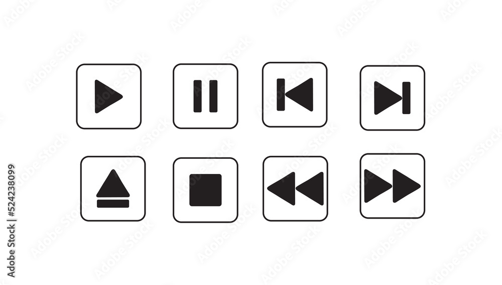 media player control button, set of player buttons. media player control button, set of player buttons.