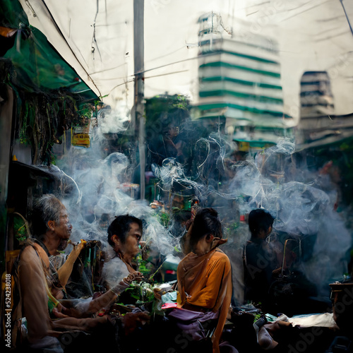 Illustration of people smoking weed