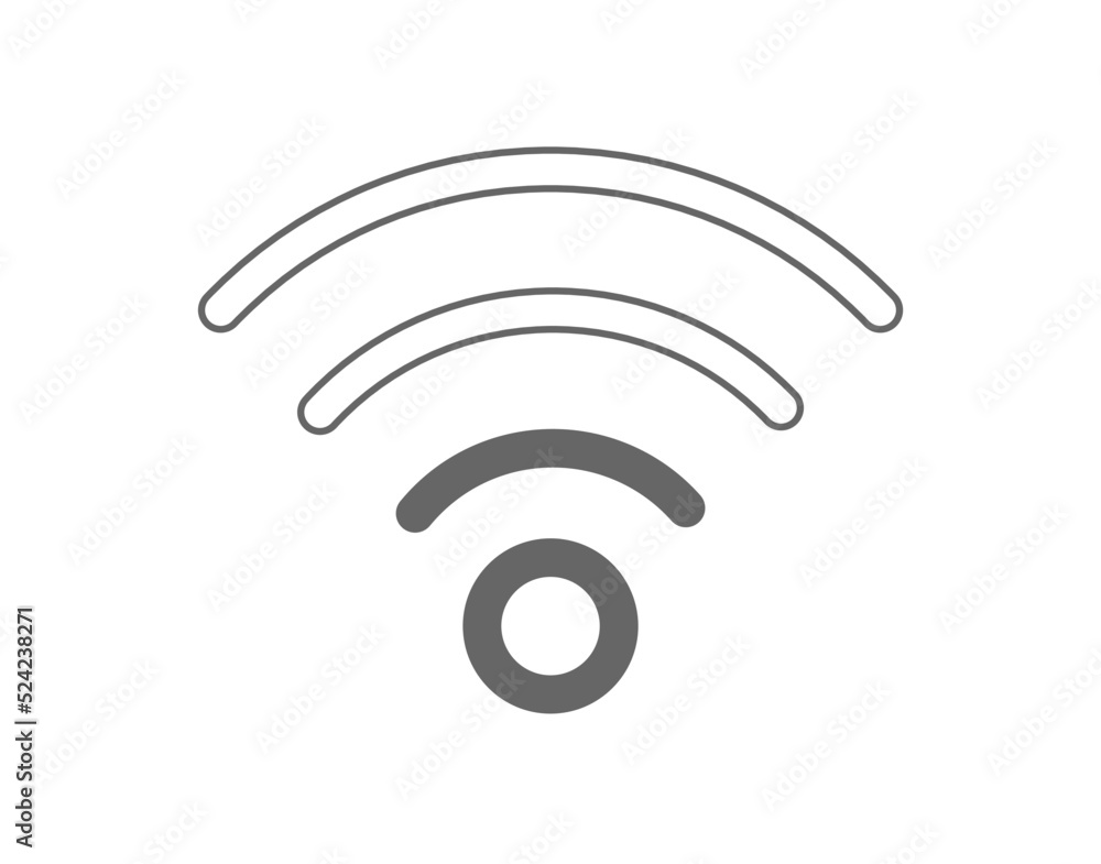 Wifi weak signal strength icon. Isolated outline wifi icon. Wireless symbol outlined. Vector stock. Wifi weak signal strength icon. Isolated outline wifi icon. Wireless symbol outlined. Vector stock.