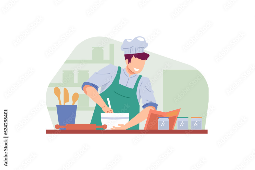 worker cooking in the kitchen worker cooking in the kitchen