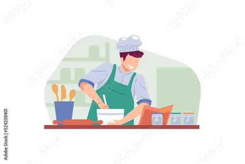 worker cooking in the kitchen