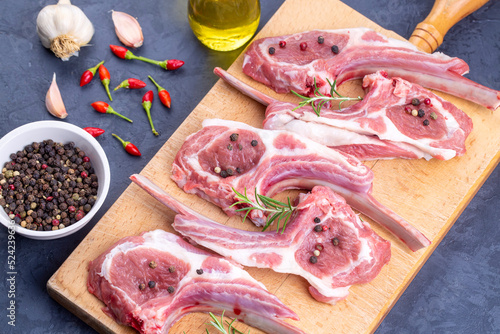Raw lamb chop, food concept...