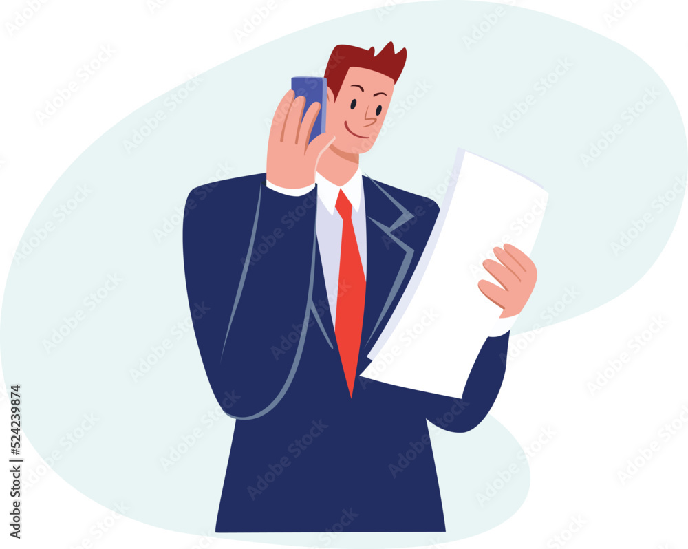 Vector image of a businessman making a phone call.
