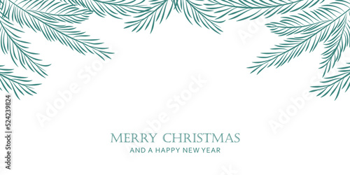 christmas background with fir branches and copy space
