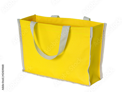 yellow shopping bag isolated with clipping path for mockup