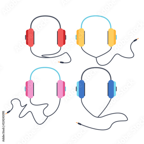 Headphone icon vector set. Audio stereo headphone icons. Grid symbol vector volume. Listen music accessories.
