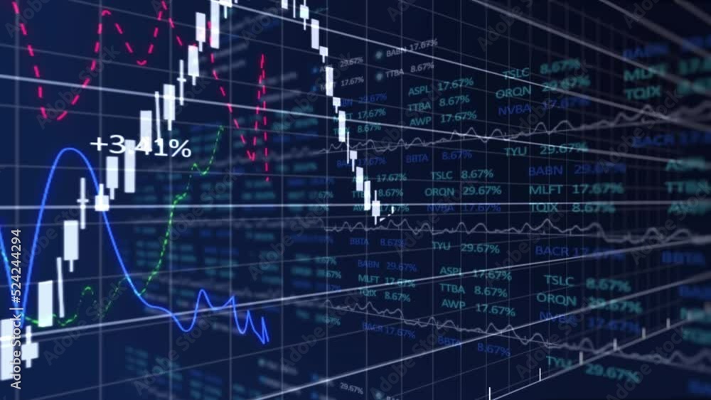 Animation of data processing over blue background
